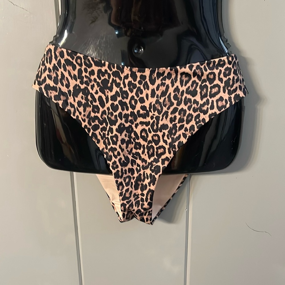 Victoria's Secret Bikini Bottom Leopard Cheetah Large Black Brown Beach Boho
